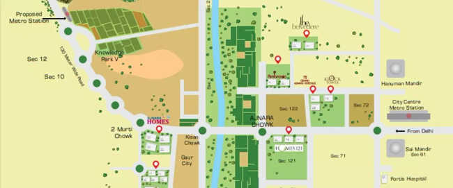Ajnara City Sector 27 Greater Noida W - Location Map