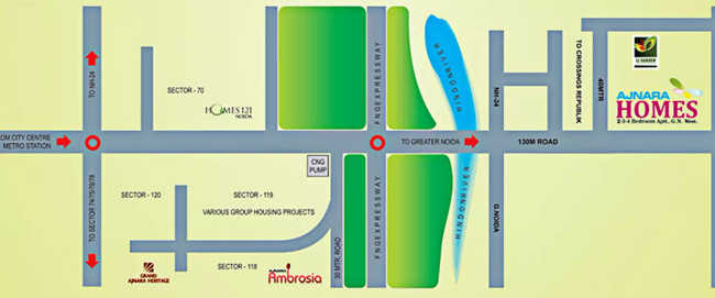 Ajnara Homes Sector 16B Greater Noida W - Location Map