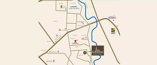Ajnara The Belvedere Sector 79 - Location Map