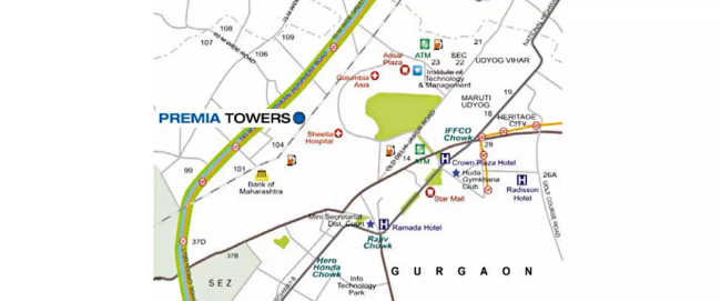 Godrej Premia Towers Sector 104 - Location Map