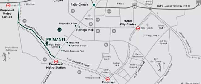 Tata Primanti Sector 72 - Location Map