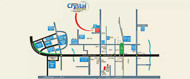 Amrapali Crystal Homes Sector 76 - Location Map