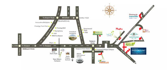 Peninsula Paramount Sarjapura - Location Map