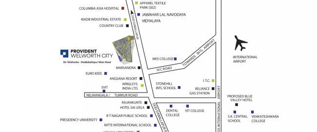Provident Welworth City Yelahanka - Location Map