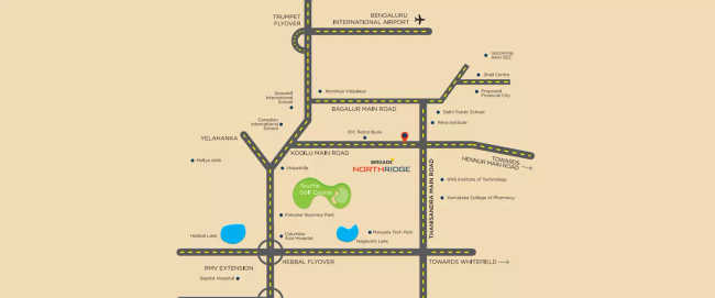 Brigade Northridge Jakkur - Location Map