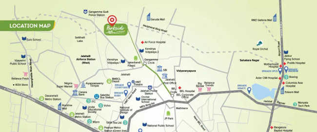 Brigade Parkside North Jalahalli - Location Map