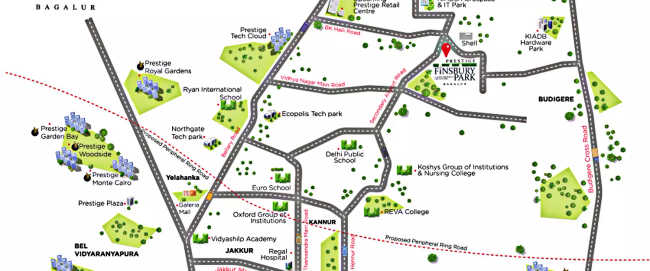 Prestige Finsbury Park Hyde Gummanahalli - Location Map