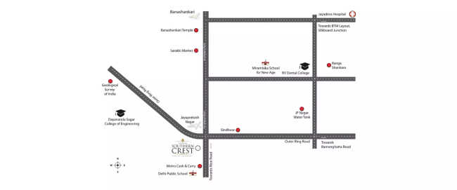 Shriram Southern Crest JP Nagar - Location Map