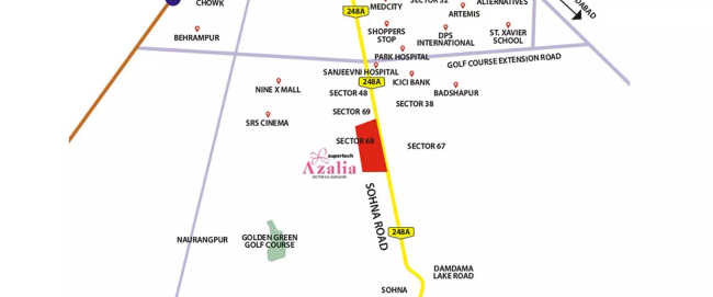 Supertech Azalia Sector 68 - Location Map