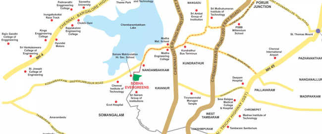 Sobha Evergreens Kavanur - Location Map