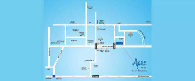 Supertech Apex Tower Sector 93A - Location Map