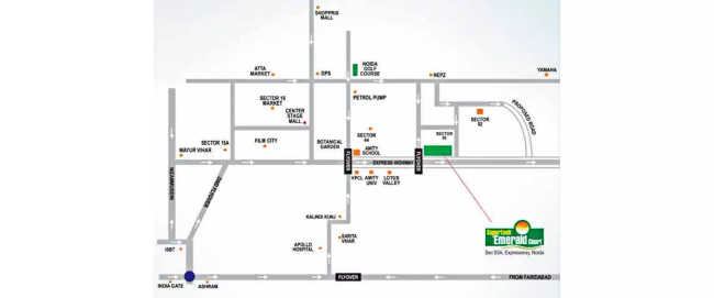 Supertech Emerald Court Sector 93A - Location Map