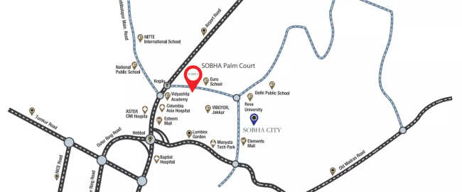 Sobha Palm Court Yelahanka - Location Map
