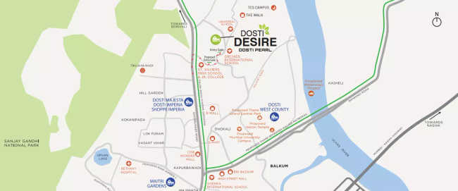 Dosti Desire Ghodbunder Road - Location Map