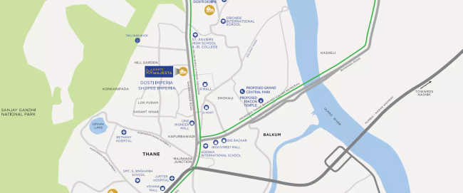 Dosti The Majesta Ghodbunder Road - Location Map