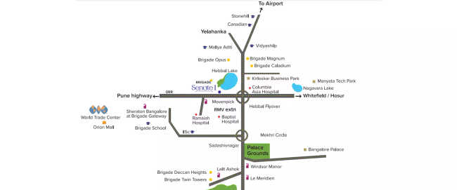 Brigade Senate 1 Hebbal - Location Map