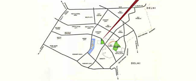 DLF Westend Heights Sector 53 - Location Map