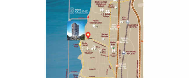 Platinum Oceanic Khar - Location Map
