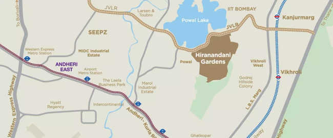 Hiranandani Gardens Powai - Location Map
