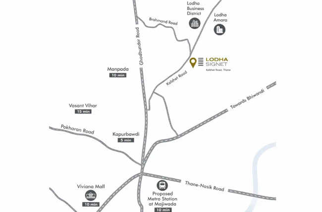 Lodha Signet Kolshet Road - Location Map