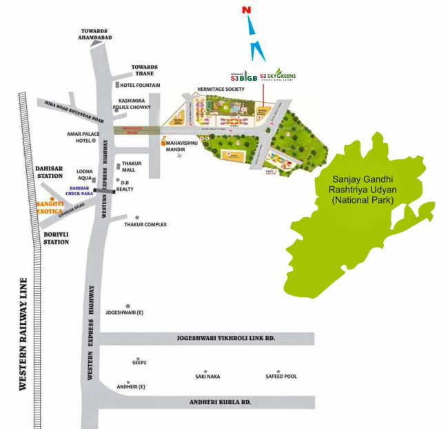 Sanghvi S3 Skyrise Mira Bhayandar - Location Map