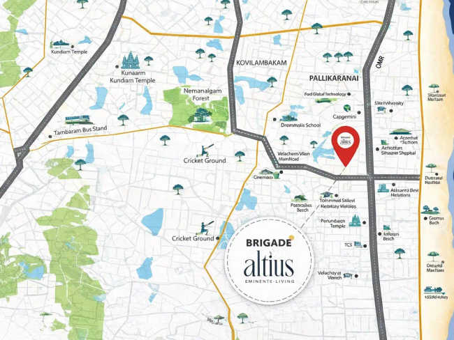 Brigade Altius Sholinganallur - Location Map