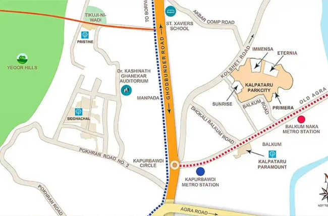 Kalpataru Eternia Kolshet Road - Location Map