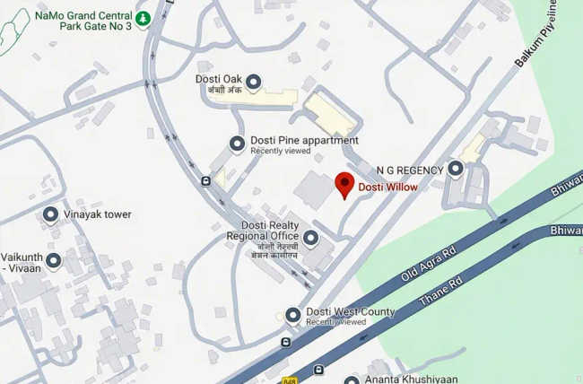 Dosti Willow Balkum - Location Map