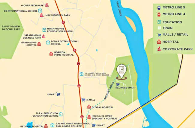 Runwal Enchanted Kolshet - Location Map