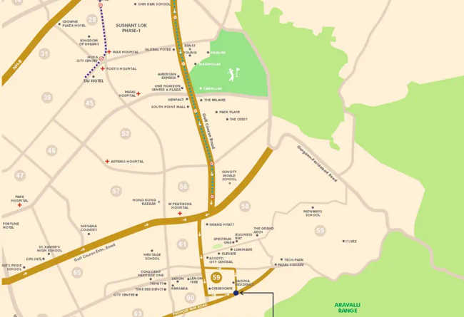 4S The Aurrum Sector 59 - Location Map