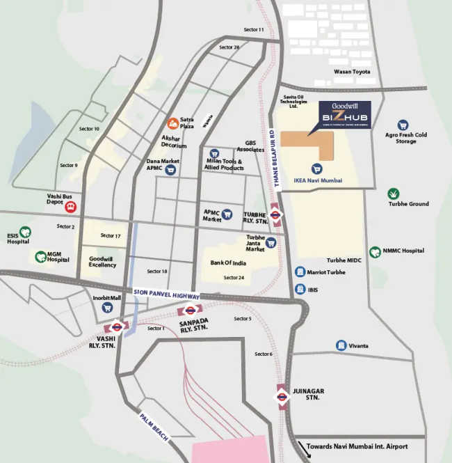 Goodwill Bizhub Turbhe - Location Map