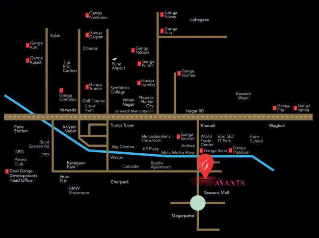 Goel Ganga Avanta Mundhwa - Location Map