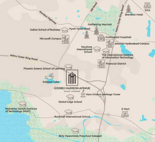 Godrej Madison Avenue Kokapet - Location Map