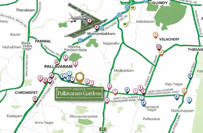Prestige Pallavaram Gardens Pallavaram - Location Map