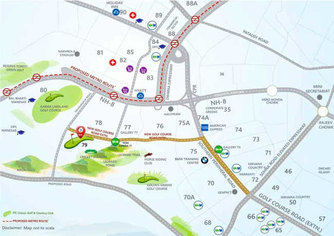 M3M Golf Hills Sector 79 - Location Map