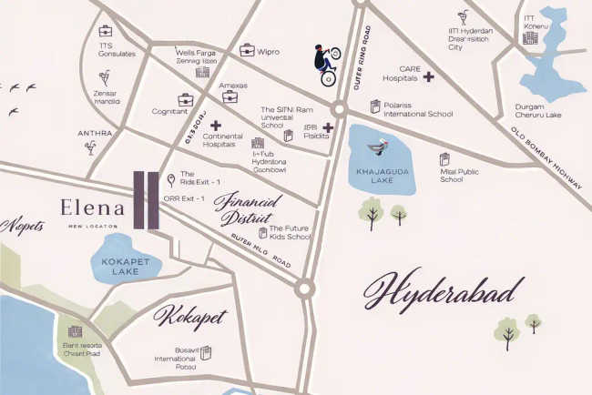 Lansum Elena Kokapet - Location Map