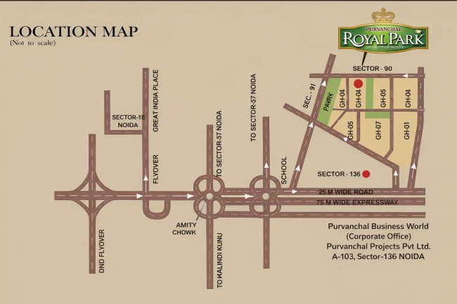 Purvanchal Royal Park Sector 137 - Location Map