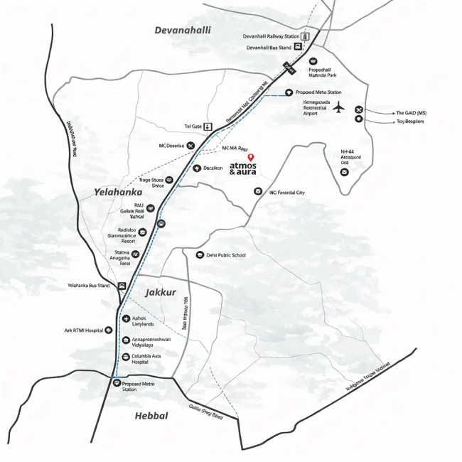 Assetz Atmos And Aura Doddajala - Location Map