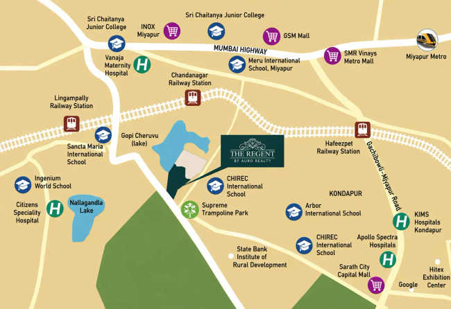 Auro The Regent Kondapur - Location Map
