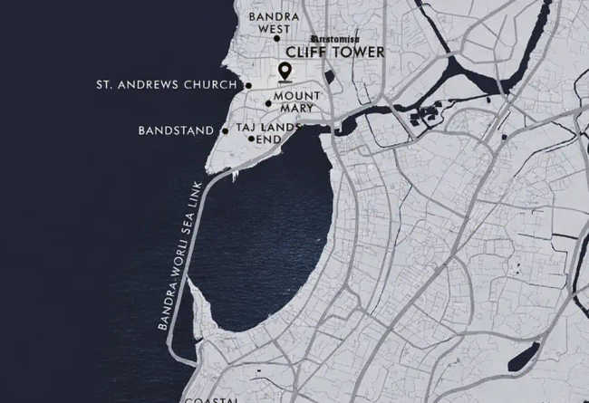 Rustomjee Cliff Tower Bandra - Location Map