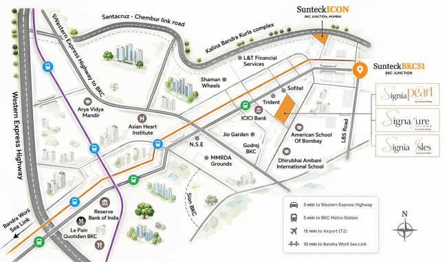 Sunteck BKC Bandra - Location Map