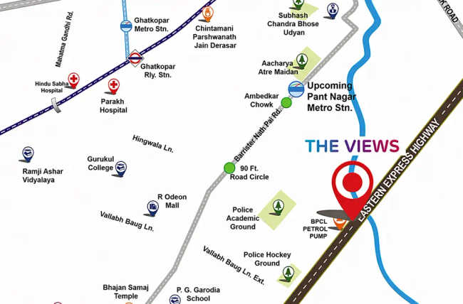 Adani The Views Ghatkopar - Location Map