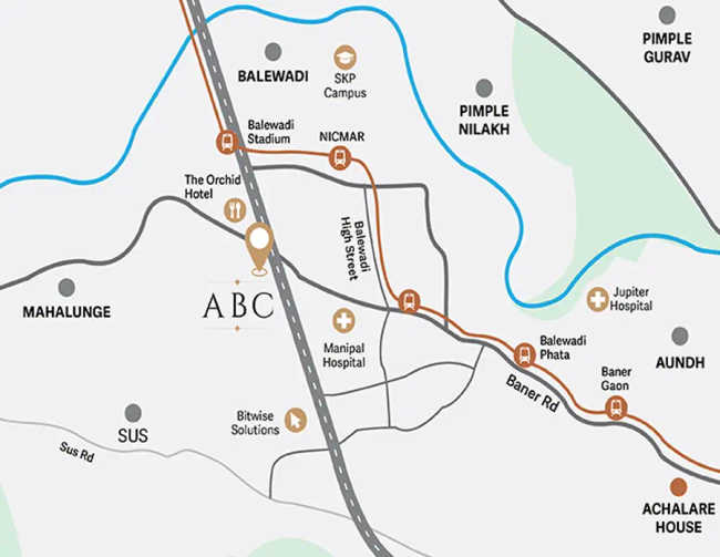 Achalare Business Capital Baner - Location Map