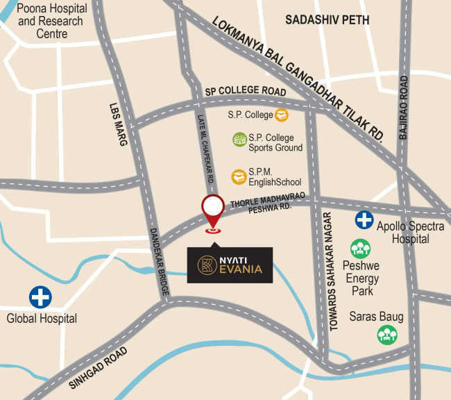 Nyati Evania Sadashiv Peth - Location Map