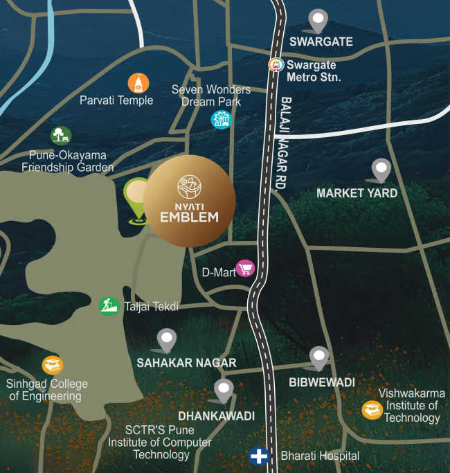 Nyati Emblem Sahakar Nagar - Location Map