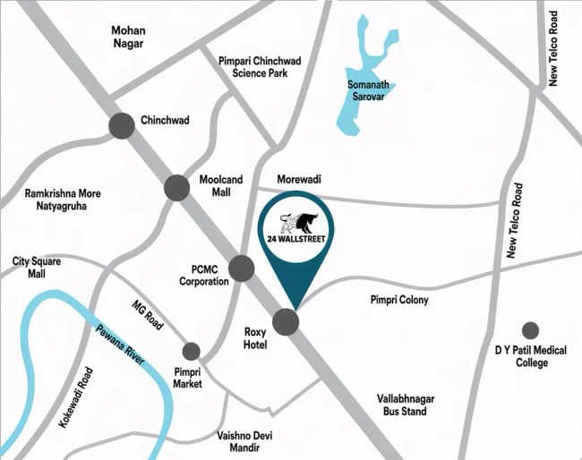 Geeta 24 WallStreet Pimpri Chinchwad - Location Map