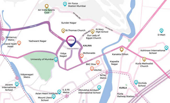 Kolte Patil Alora Santacruz - Location Map