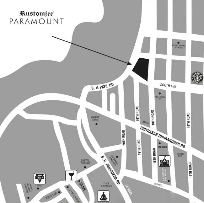 Rustomjee Paramount Khar - Location Map