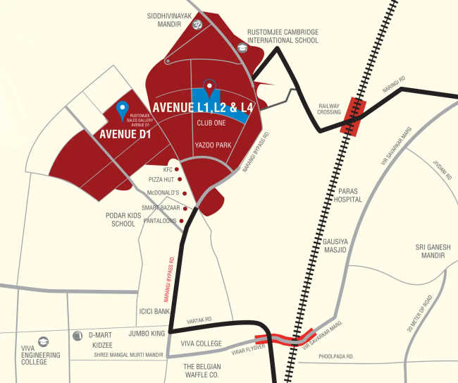 Rustomjee Virar Avenue Virar - Location Map