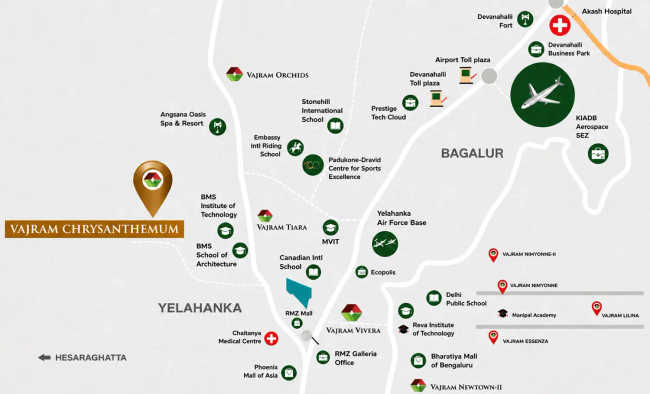 Vajram Chrysanthemum Yelahanka - Location Map